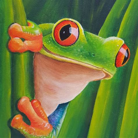 Large Tree Frog Painting Using Liquitex Heavy Body Acrylic Paints