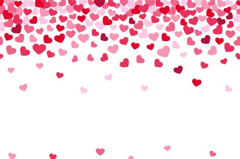 Vector White Background Decorating Of Falling Valentine Hearts Confett