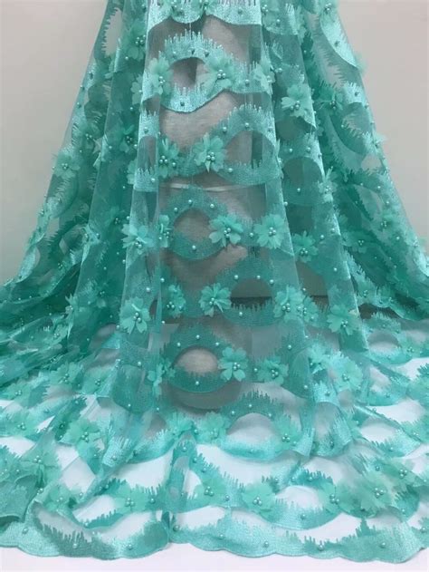 2018 Latest Green French Nigerian Laces Fabrics High Quality Tulle African Laces Fabric Wedding