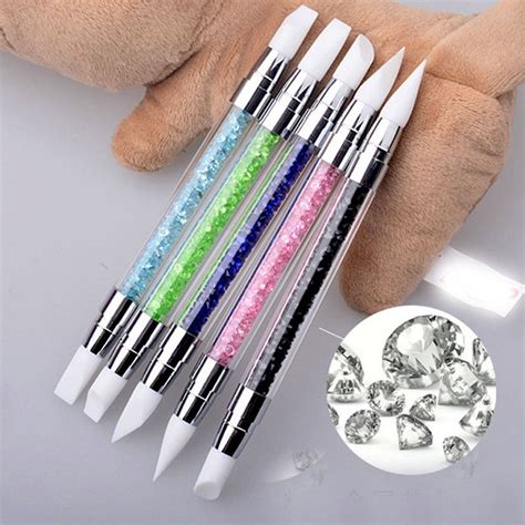 2 Way Nail Art Brush Painting Flower Drawing Line Pen Crystal