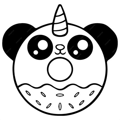 Premium Vector Kids Coloring Pages Cute Panda Donut Character Vector