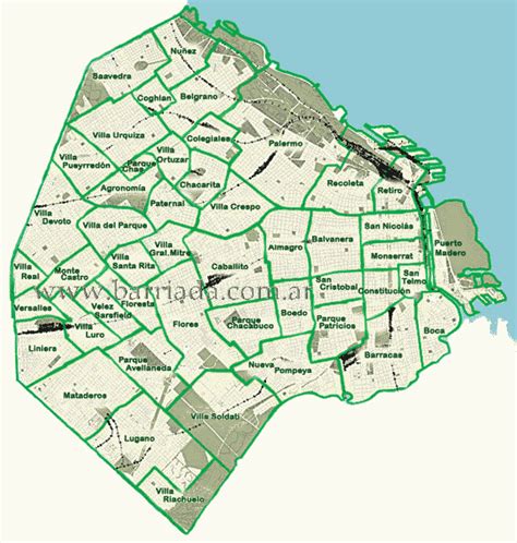 Barrios turísticos de buenos aires. Mapa de la ciudad de Buenos Aires y sus barrios - Barriada