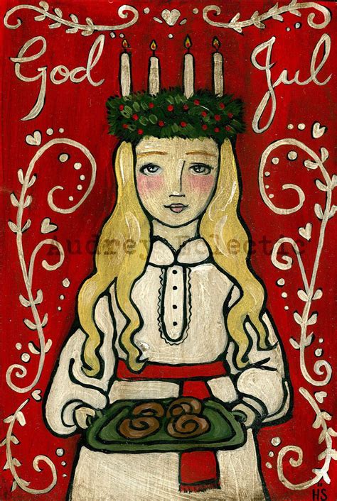 Print St Lucia 8x10 Swedish Christmas God Jul Etsy Swedish