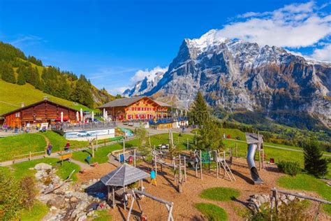 Grindelwald Switzerland Middle Station At First Editorial Image