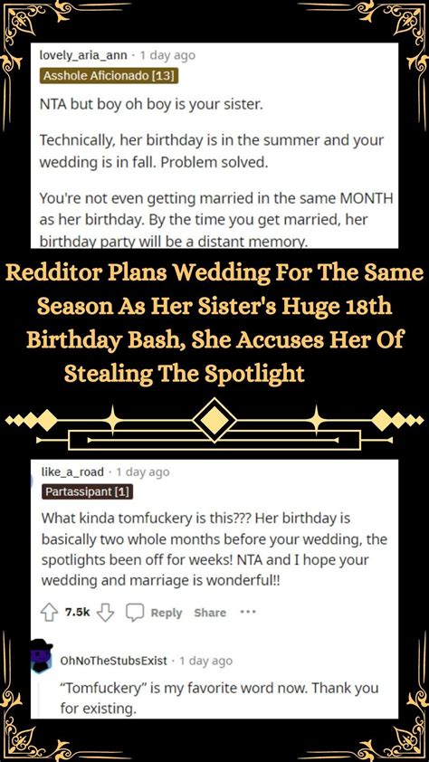 Redditor Plans Wedding For The Same Season As Her Sister S Huge 18th Birthday Bash She Accuses