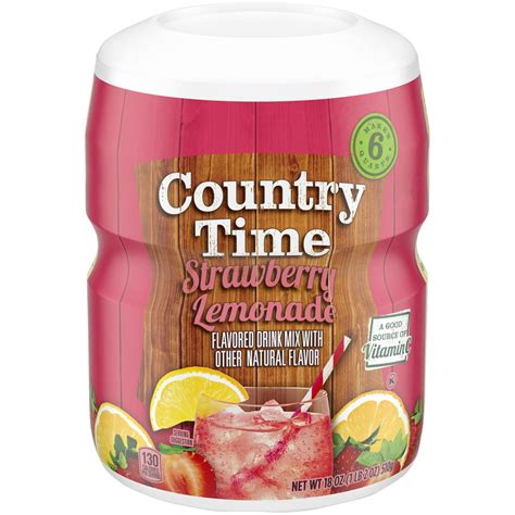 Country Time Strawberry Lemonade Naturally Flavored Powdered Drink Mix 18 Oz Canister Walmart