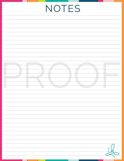 Notes Page Printable Instant Download