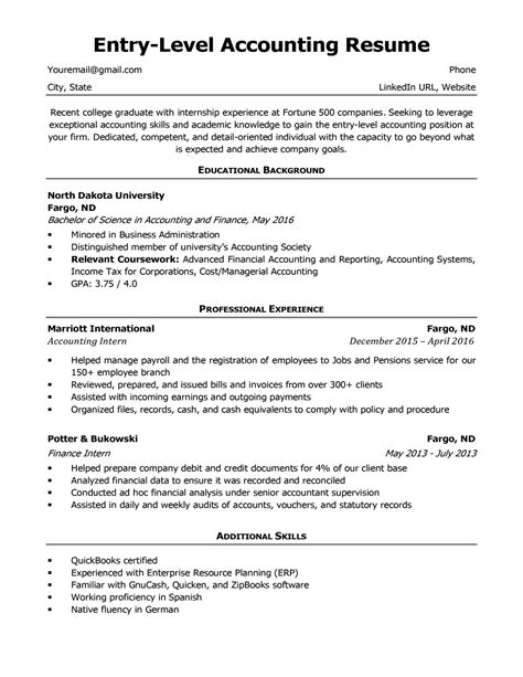 Entry Level Accounting Resume Sample And 4 Writing Tips Rc