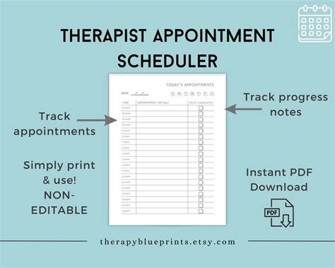 A Printable Therapy Appointment Sheet With The Text Therapy Appointment