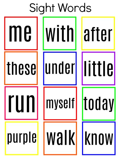 Common Sight Words Printable Kindergarten To Grade One — Thrifty