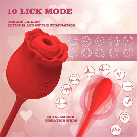 Clit Sucker Lick Rose Sex Toy Rose Vibrator Massage Dildo 2 In 1 For