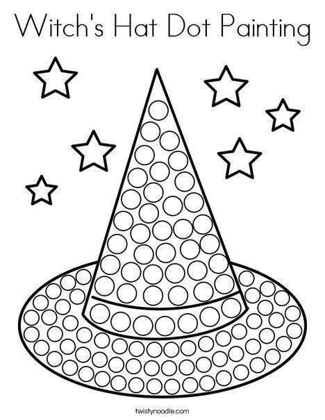 Witch hat coloring page from witch category. Witch's Hat Dot Painting Coloring Page - Twisty Noodle ...