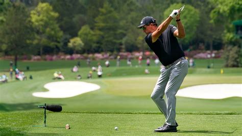 Masters Champion Phil Mickelson Plays A Stroke From The No 3 Tee