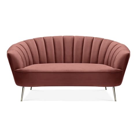 Pink Velvet Upholstered Bonnie 2 Seater Sofa Modern Sofas