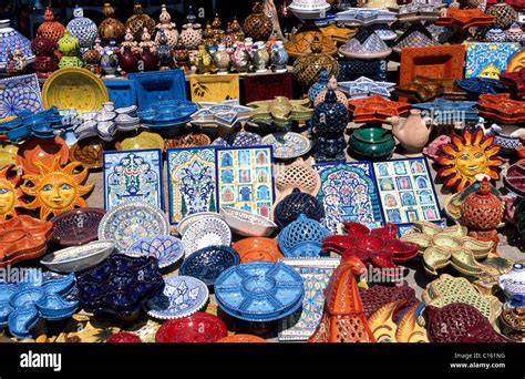 Souvenirs Pottery For Sale At A Souk Midoun Djerba Tunisia Africa