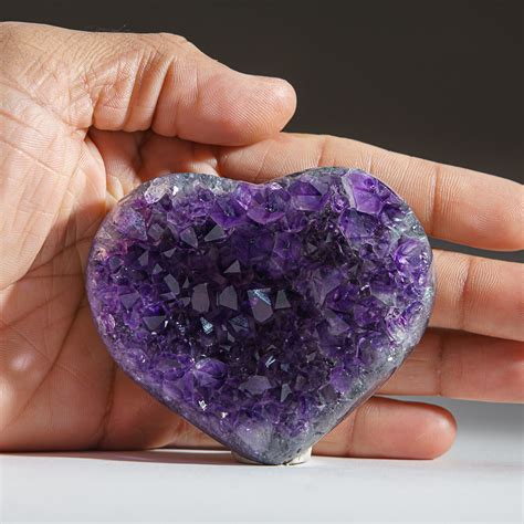 Small Genuine Amethyst Clustered Heart With Acrylic Display Stand