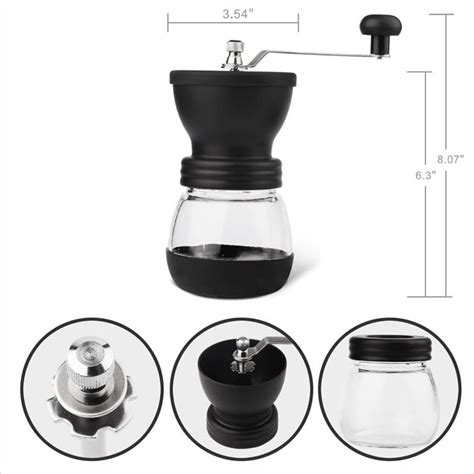 Manual Coffee Grinder With Ceramic Burrs Hand Coffee Mill With Two