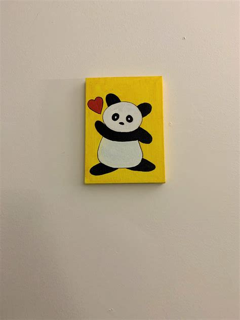 Cute Panda Acrylic Painting On Canvas 5x 7 Etsy