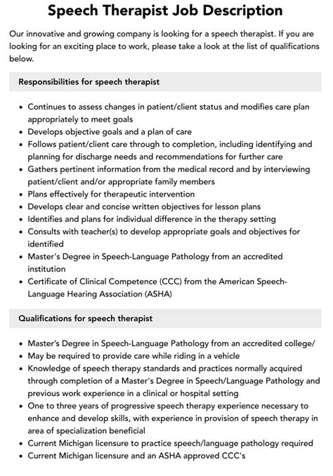 Speech Therapist Job Description Velvet Jobs