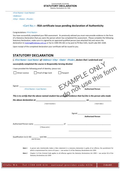 105 Queensland Statutory Declaration Form Word Format Page 3 Free To