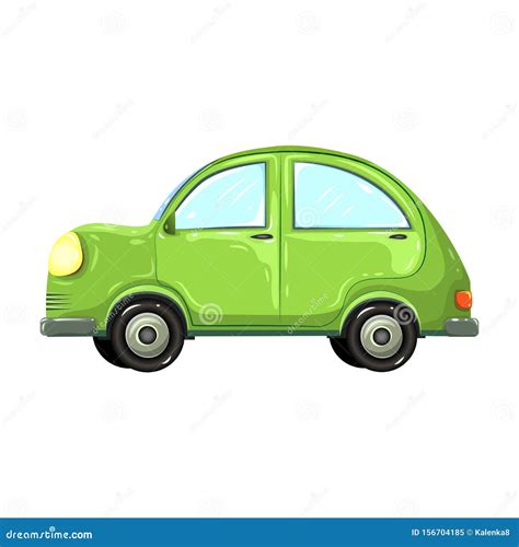 Vector Illustration Of Colorful Green Car Isolated On White Background