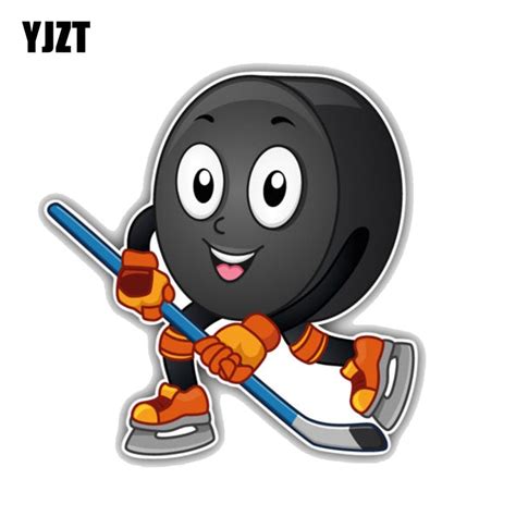 Yjzt 123cm127cm Cartoon Ice Hockey Puck Smiley Pvc Decoration Car
