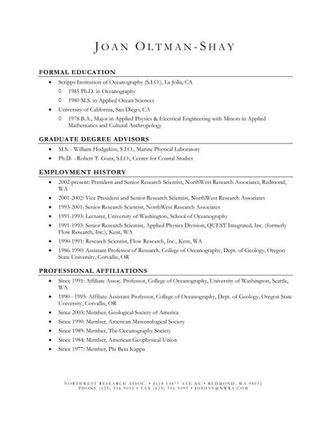 Detailed Resume Northwest Research Associates Inc