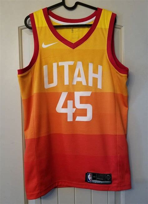 Men's utah jazz #45 donovan mitchell 2021 city black jersey Men #45 Donovan Mitchell Jersey City edition Yellow Orange ...