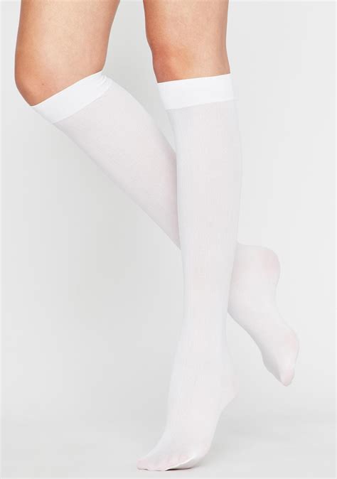 Opaque Kneehigh Socks White Nylon Knee High Socks School Etsy
