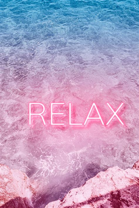 Relax Text Neon Typography Pastel Ocean Wave Gradient Free Image By