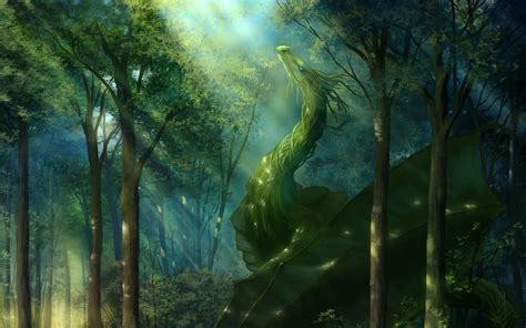 Download Wallpaper 3840x2400 Dragon Forest Art Green
