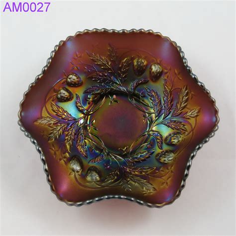 Antique Northwood Amethyst Wild Strawberry Carnival Glass Berry Bowl Carnival Glass
