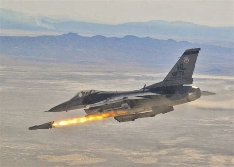 An F 16 Fighting Falcon From The 421st Fighter Squadron Fires A Guided