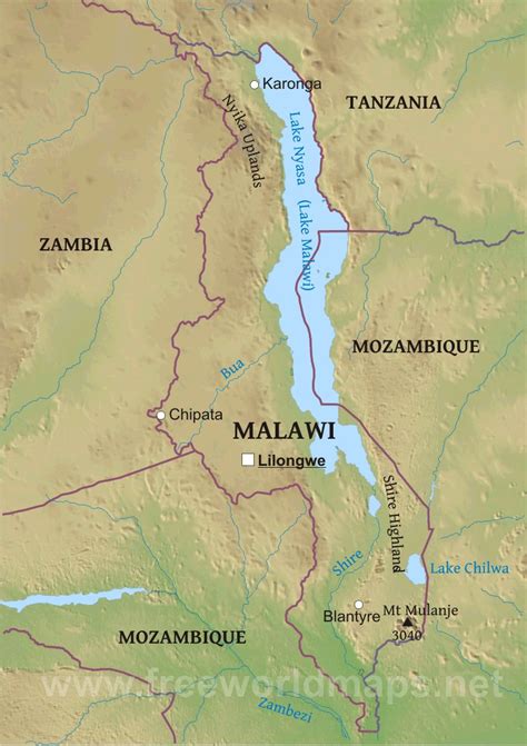 Malawi Physical Map