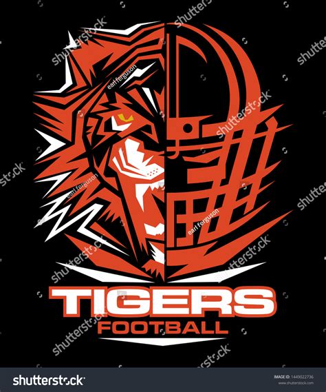 Tigers Football Team Design Half Mascot Stock Vector Royalty Free
