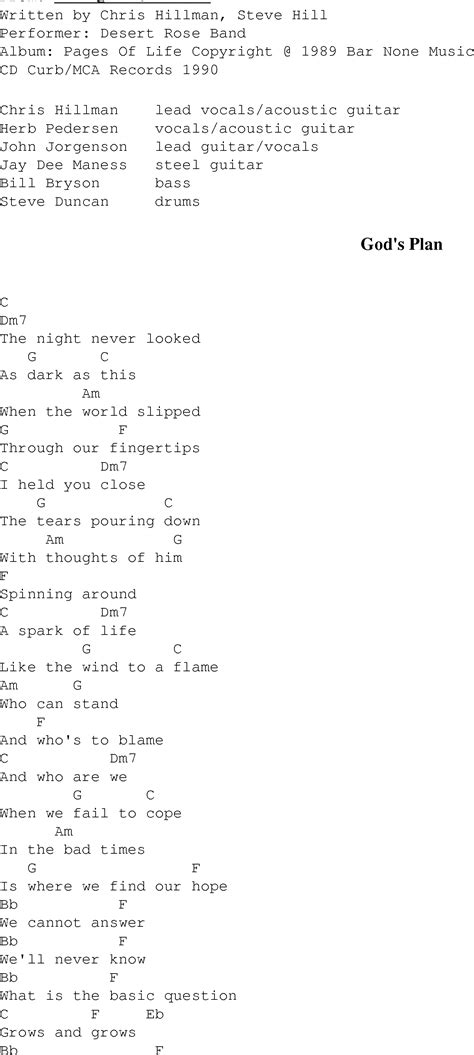God's Plan - Christian Gospel Song Lyrics and Chords
