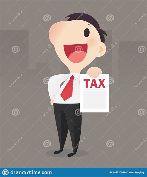 Cartoon Businessman Holding Tax Form Stock Vector Illustration Of