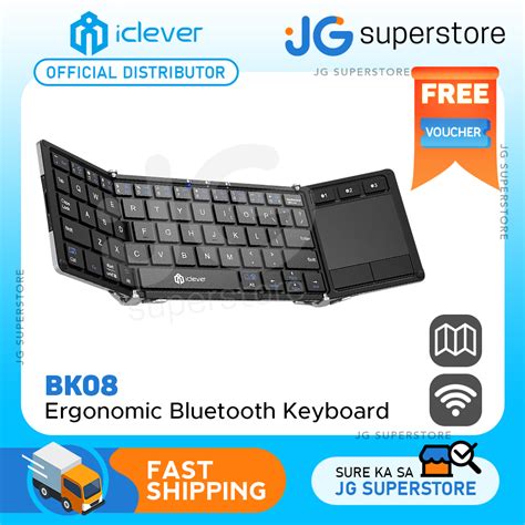 Iclever Bk08 Tri Folding Wireless Keyboard Grey With Touchpad Balance
