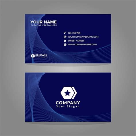 Premium Vector Business Card Template Wave Blue