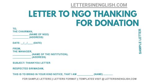 Sample Letter To Ngo Thanking For Donation Letter To Ngo For Thank