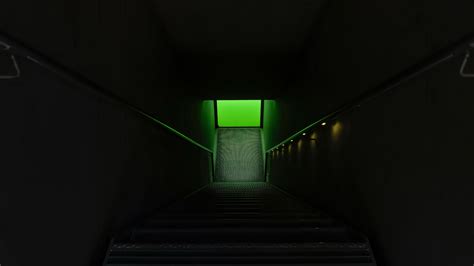 Download Wallpaper 3840x2160 Stairs Steps Lighting Green Dark 4k