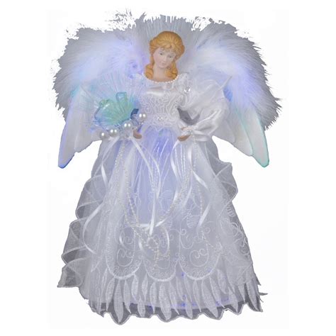 Kurt Adler 12 In White And Silver Fiber Optic Led Angel Tree Topper