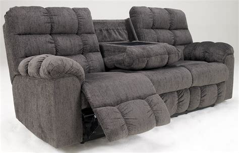 Acieona Slate Reclining Sofa With Drop Down Table From Ashley 5830089