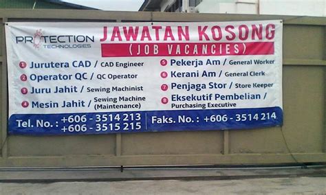 Permohonan adalah dipelawa daripada warganegara malaysia yang berkelayakan untuk mengisi kekosongan jawatan kosong terkini di. Jawatan Kosong: Jawatan Kosong Protection Technologies ...