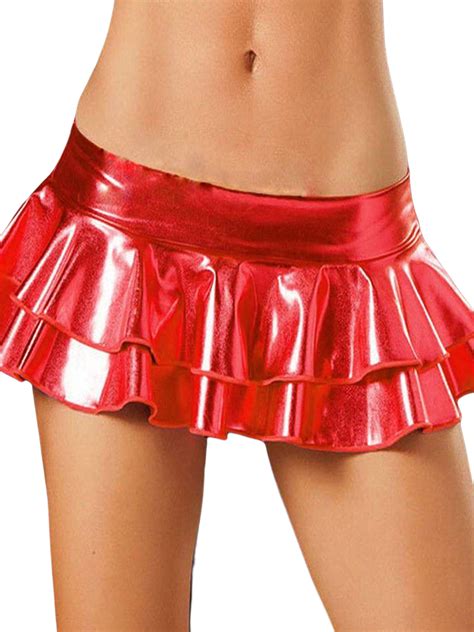 Meihuida Womens Metallic Shiny Bodycon Micro Mini Dress Party Clubwear Short Skirt