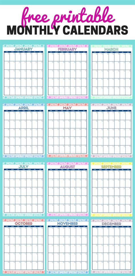 Free Printable Calendar Printable Monthly Calendars Aria Art