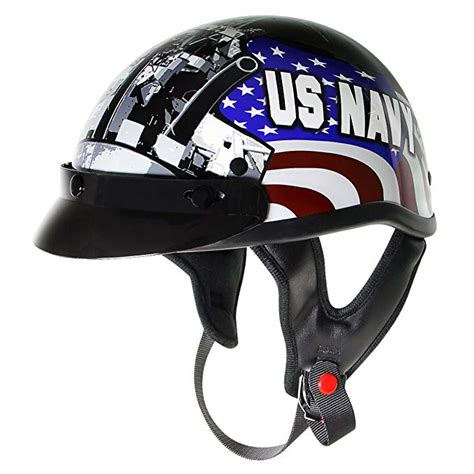 Outlaw T70 Glossy Motorcycle Half Helmet With Officially Licensed Us