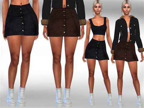 The Sims Resource Female Suet Button Mini Skirts