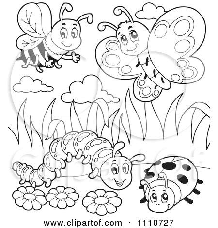 Butterfly coloring pages are created both for toddlers who are just starting to explore the world around them, and for older children with many small details. Clipart Outlined Bee Butterfly Caterpillar And Ladybug ...