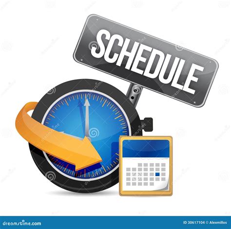 Schedule Icon With Clock Stock Illustration 30617104